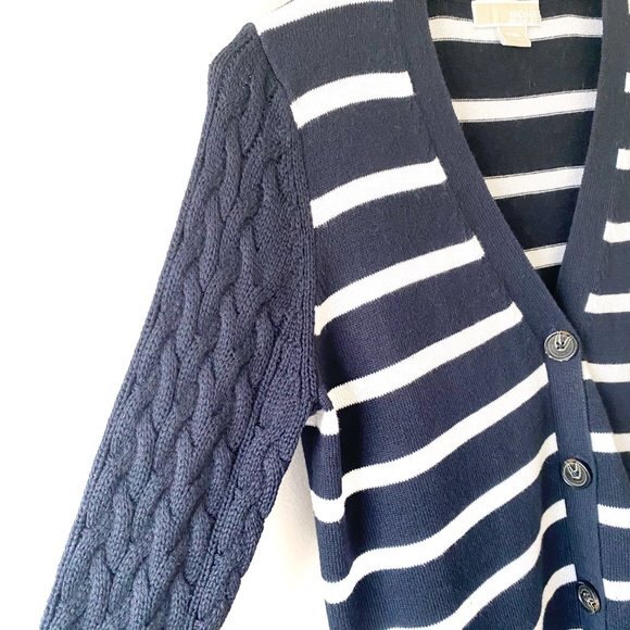 MICHAEL Michael Kors Striped Button front Angora Blend Cardigan MP - Picture 5 of 13